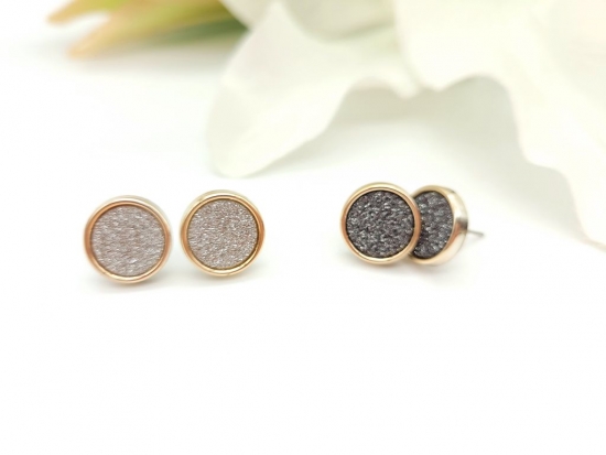 Preview: Glitzer Ohrstecker Metall Optik goldfarben